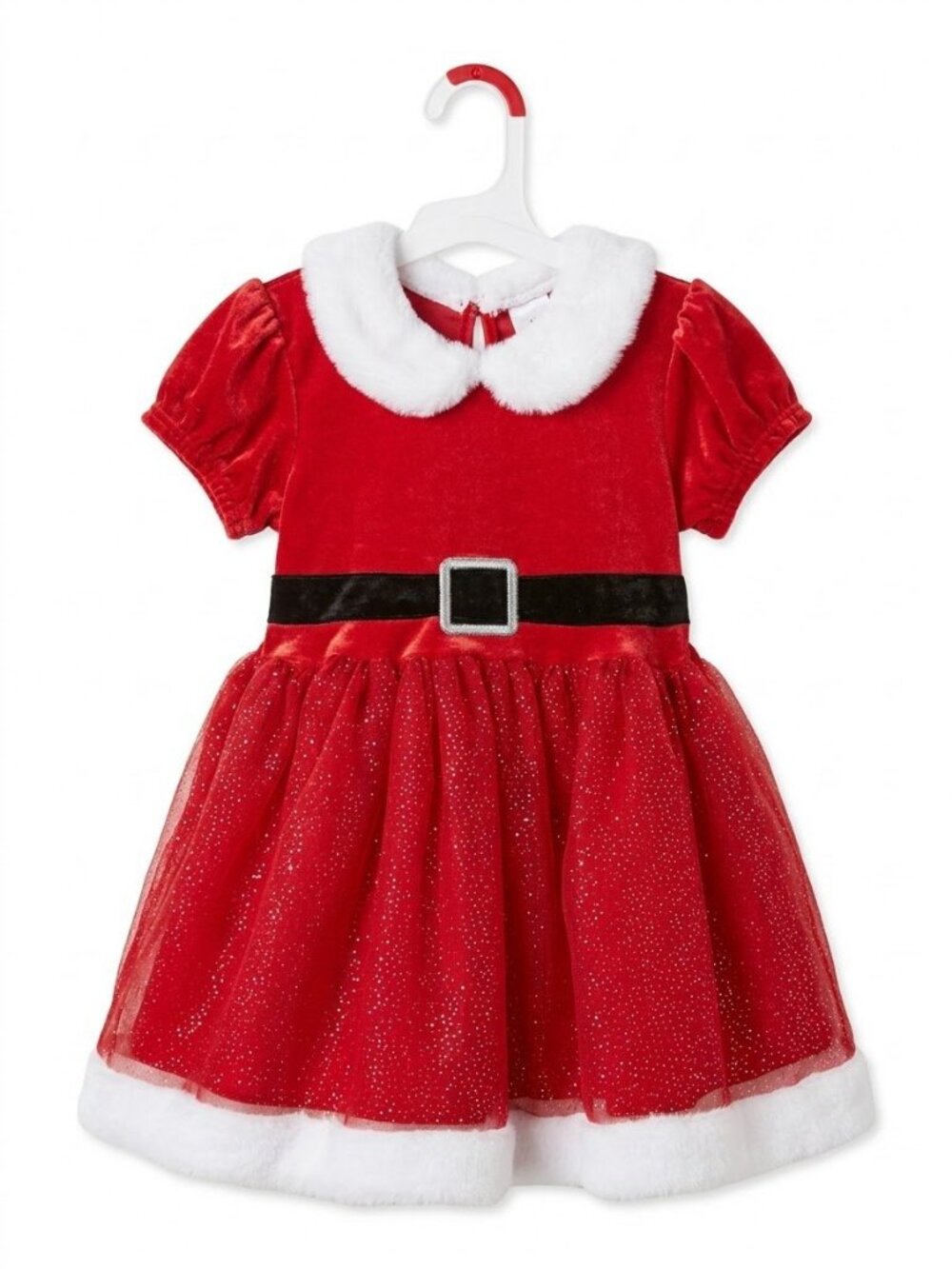 Santa Dress Red Velvet Tulle Glitter Holiday Party Christmas Pageant 4T